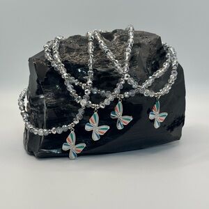 *ANKLET* Silver Butterfly & Silver Stretchy Anklet